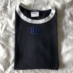 Chanel navy/royal blue short sleeve uniform top
